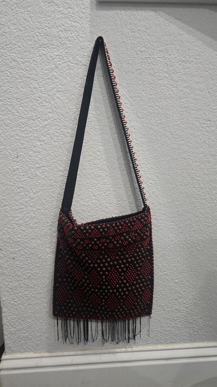Vintage festival style beaded purse Made in hong kong